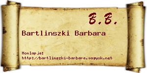 Bartlinszki Barbara névjegykártya